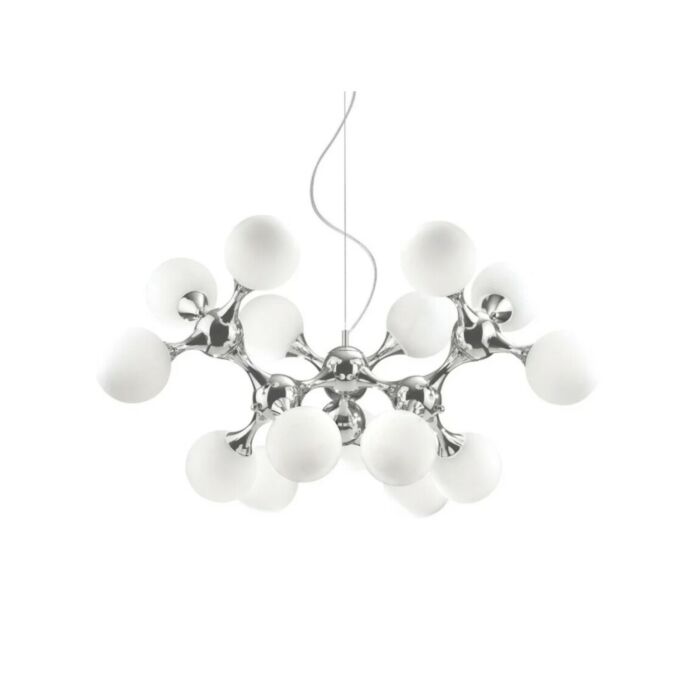 ideal lux 082073 NODI SP15 Chromed metal chandelier with white glass diffusers