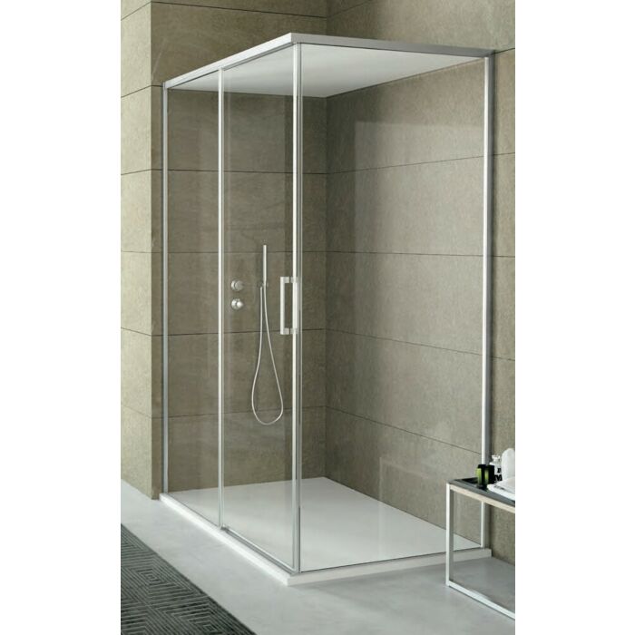 hafro Gemini 5 Box angolo H 214 cm con tetto per hammam - 1 anta scorrevole + 1 lato fisso