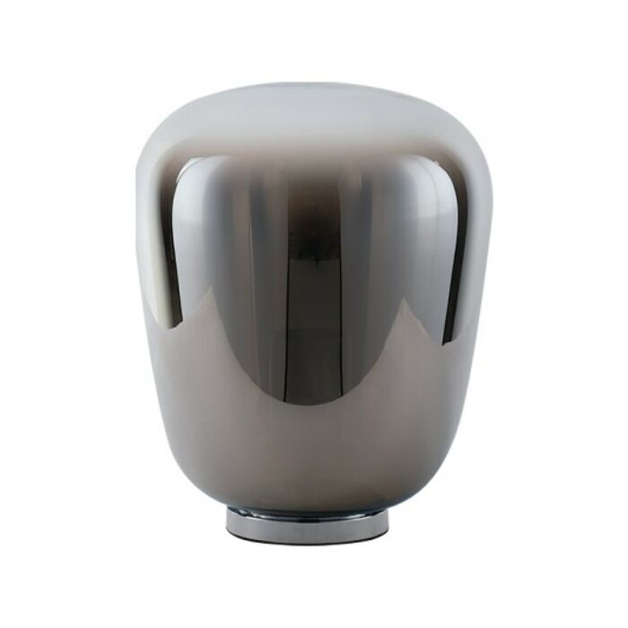 luce ambiente design I-SMOKE-L20 Smoke Lampada da tavolo di piccole dimensioni con struttura in metallo cromato e paralume in vetro fumé
