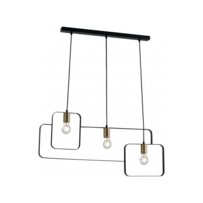 luce ambiente design I-SMITH-S3 Smith Lampadario in metallo nero matto con copri portalampade in oro satinato