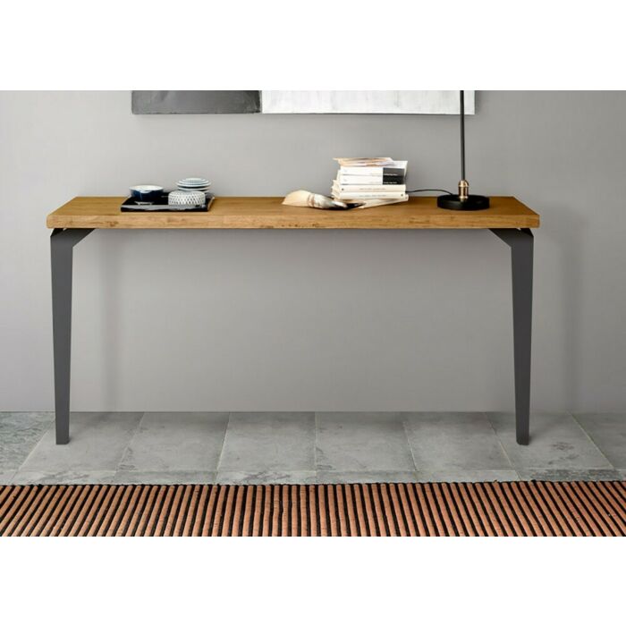fgf ELIOS Consolle con struttura in metallo e piano in legno massello
