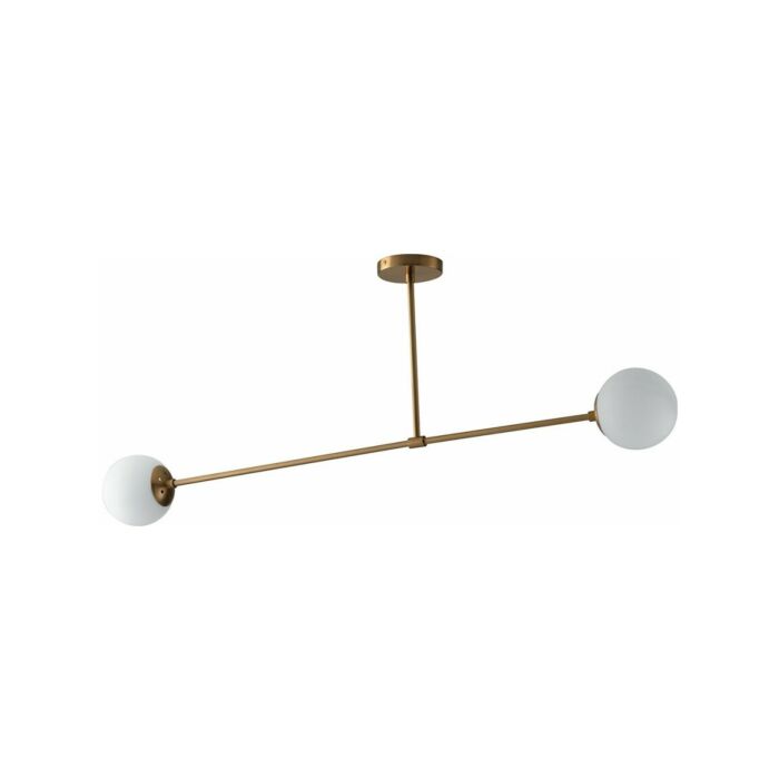 luce ambiente design I-THEMYS-T2 Themys Suspension lamp in brushed brass-colored metal with two opal glass diffusers
