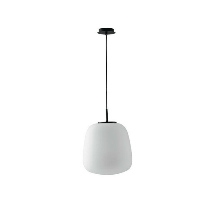 luce ambiente design I-TOLOMEO-S39 Tolomeo Opal blown glass chandelier with black metal structure