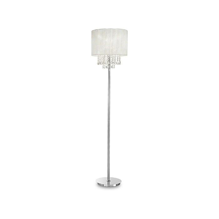 ideal lux 068275 OPERA PT1 Floor lamp in chrome metal and crystal with white PVC lampshade