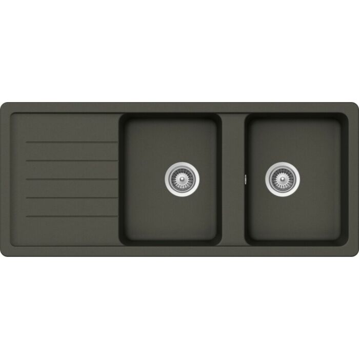 schock ELEMENT D200 Sink 2 bowls above/undermount 116 x 50 with reversible drainer - asphalt