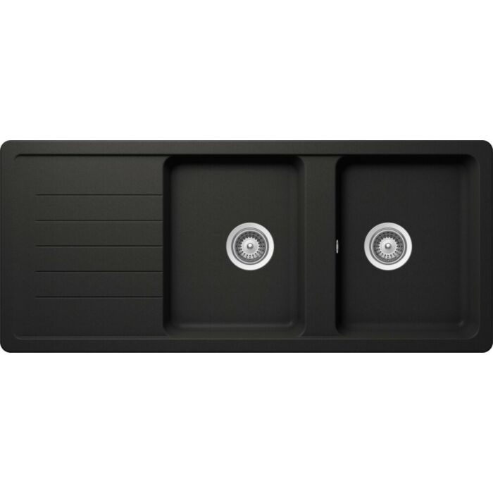 schock ELEMENT D200 Sink 2 bowls above/undermount 116 x 50 with reversible drainer - absolute black
