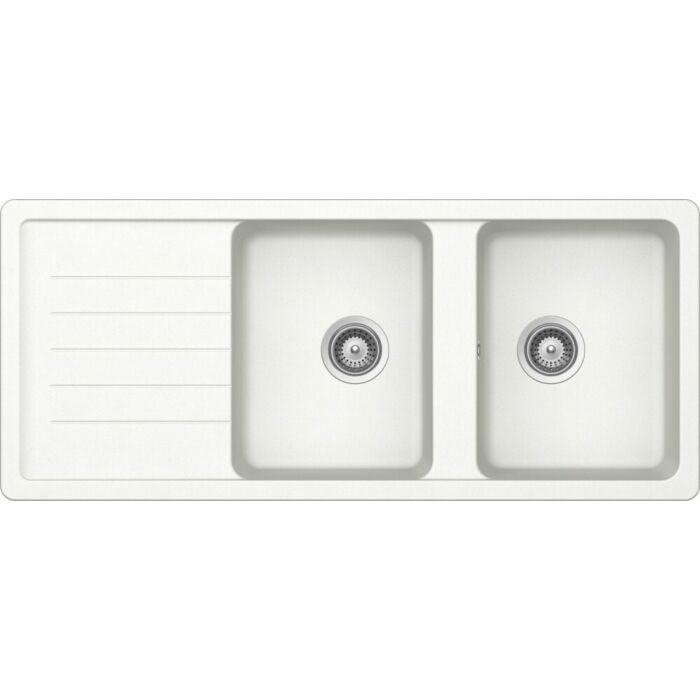 schock ELEMENT D200 Sink 2 bowls above/undermount 116 x 50 with reversible drainer - absolute white