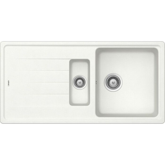 schock ELEMENT D150 1 1/2-Becken-Spüle oben/unten 100 x 50 mit umkehrbarem Abtropfgestell – absolut weiß