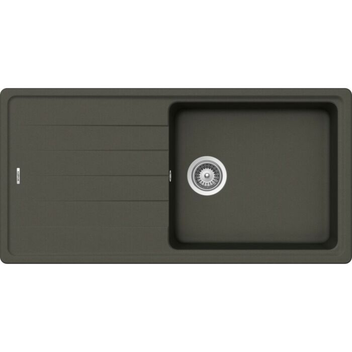 schock ELEMENT D100L Évier 1 bac dessus/sous plan 100 x 50 avec égouttoir réversible - asphalte