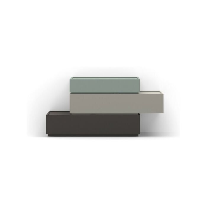 vieffehome 29C CIDORI Comò componibile 3 cassetti con struttura in laccato | rovere e top/zoccolo in materico