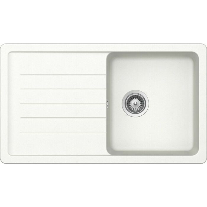 schock ELEMENT D100 1 Becken Auf-/Unterbauspüle 86 x 50 mit umkehrbarem Abtropfgestell – absolutweiß