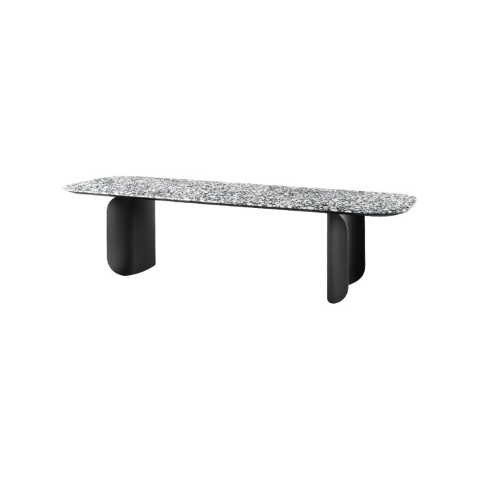 miniforms BARRY Fester Tisch mit Holzplatte | Keramik| Palladium- und Metallstruktur