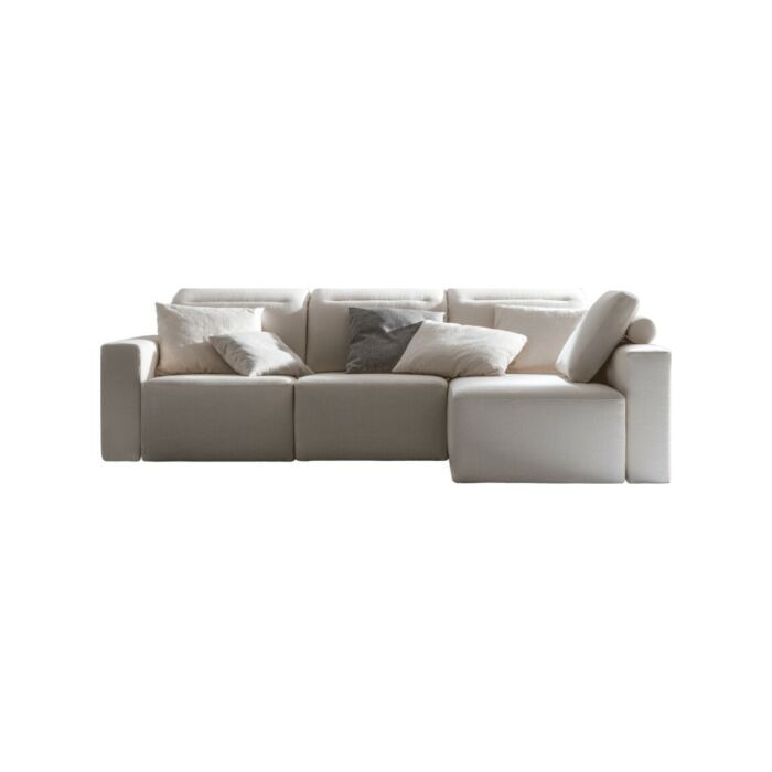 samoa GLIDE FLOW COLLECTION 2-Sitzer-Sofa | 3 Sitze | mit Sitzbank | mit Eckhalbinsel aus Stoff | Ökoleder | Leder - abnehmbarer Sitz - verstellbare Kopfstützen