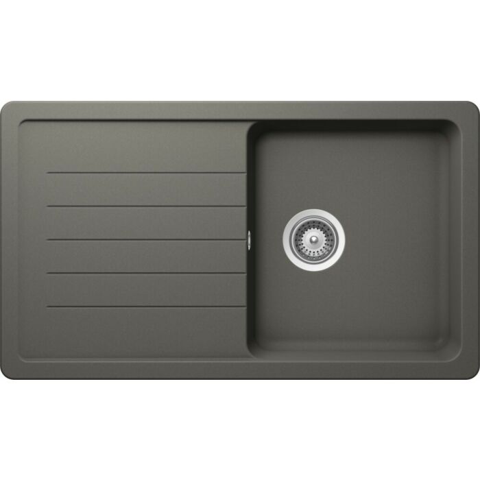 schock Toledo D100 1 Becken Auf-/Unterbauspüle 86 x 50 mit umkehrbarem Abtropfgestell – Silverstone