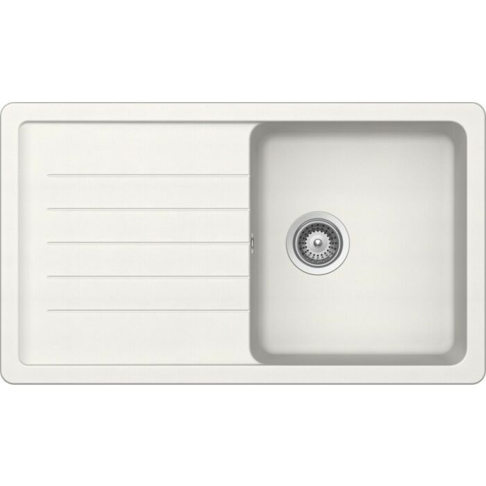 schock Toledo D100 1 Becken Auf-/Unterbauspüle 86 x 50 mit umkehrbarem Abtropfgestell – reinweiß