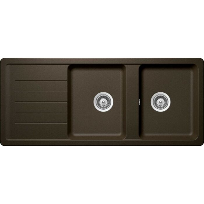 schock Toledo D200 2-Becken-Auf-/Unterbauspüle 116 x 50 mit umkehrbarem Abtropfgestell – Bronze