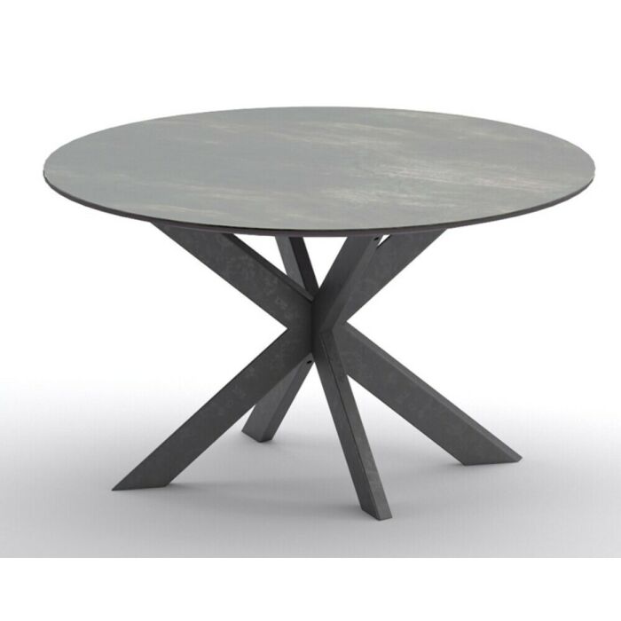 devina nais MANHATTAN SLICE FREE TABLES Tavolo rotondo fisso Ø 160 cm - piano in rovere massello con profilo diamantato e struttura in ferro | legno | vetro