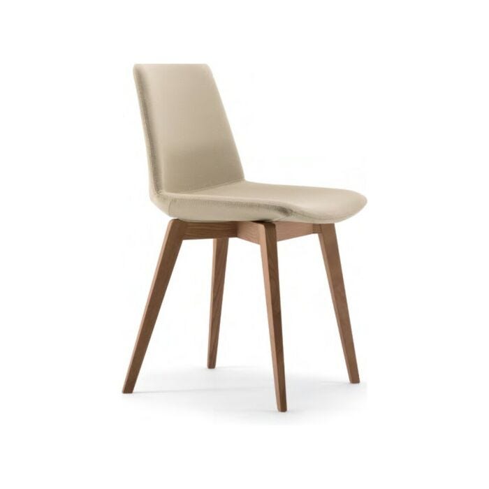 quadrifoglio group CLUE IMBOTTITA L Living - Design Chairs Sedia con struttura in legno e seduta rivestita in tessuto | ecopelle | pelle