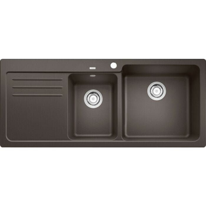 blanco Naya 8 S Einbauspüle mit 2 Becken 116 x 50 mit Abtropffläche links - Kaffee