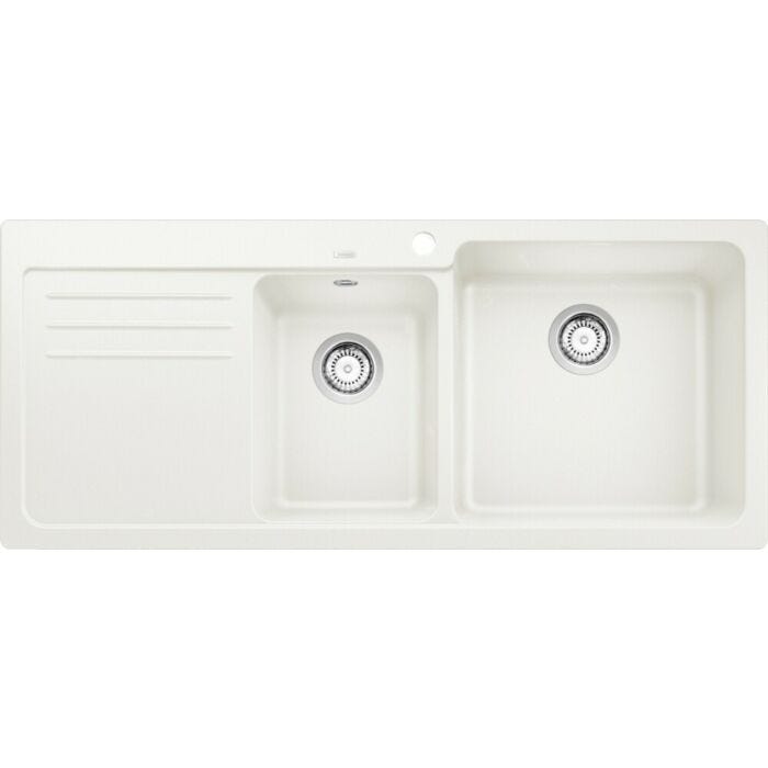 blanco Naya 8 S Einbauspüle mit 2 Becken 116 x 50 mit Abtropffläche links - weiß