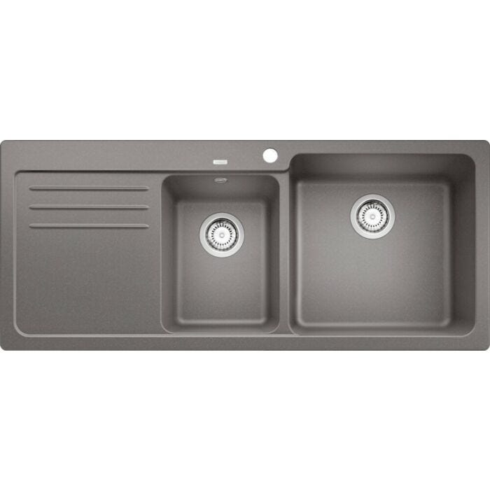 blanco Naya 8 S Einbauspüle mit 2 Becken 116 x 50 mit Abtropffläche links - Alumetallic