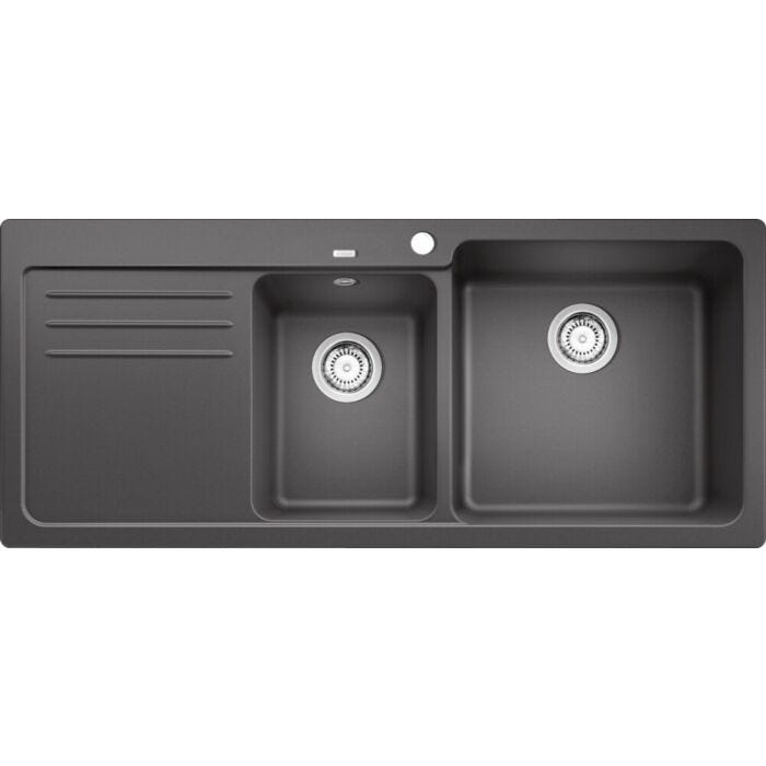 blanco Naya 8 S Einbauspüle mit 2 Becken 116 x 50 mit Abtropffläche links - steingrau