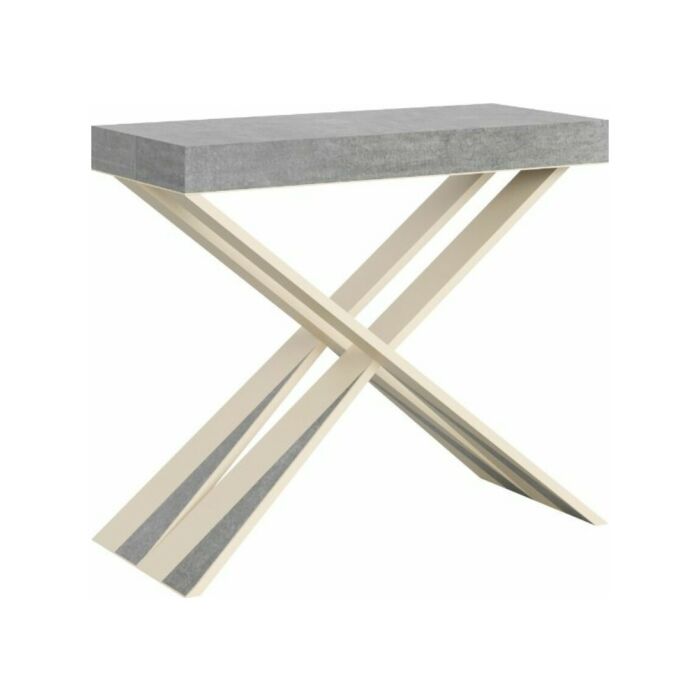 itamoby DIAGO SMALL TELAIO BIANCO Consolle allungabile 90x77x40 cm - struttura in metallo bianco con piano effetto legno