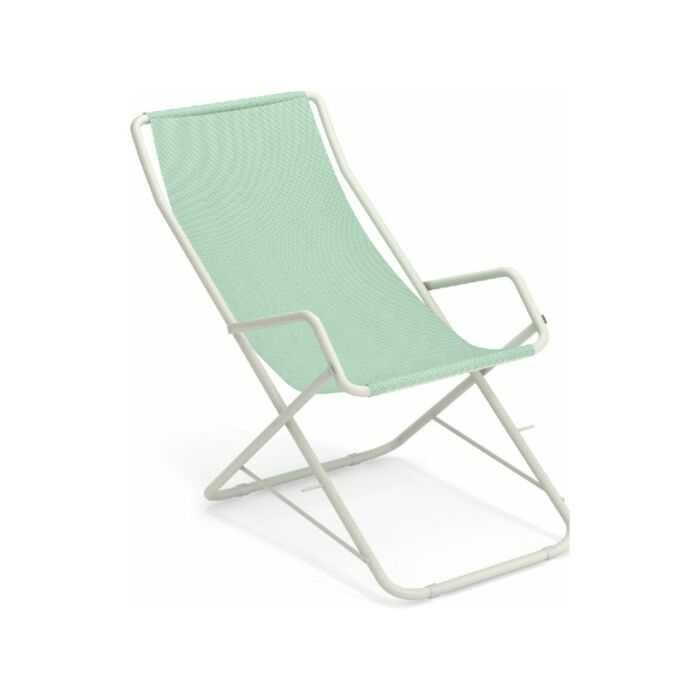 emu 170 Bahama Deck chair with matt white lacquered metal structure and citronella fabric seat
