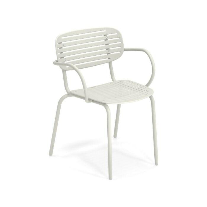emu 640 Mom N. 4 chaises empilables avec structure en métal laqué blanc