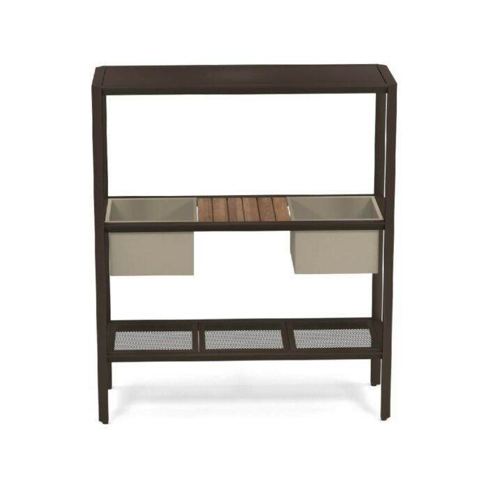 emu 2050 Camaleon Meuble modulaire multifonctionnel avec structure en aluminium laqué et plateau en teck
