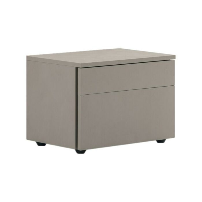 tomasella ARGO Table de chevet texturée 2 tiroirs | laqué avec plateau épaisseur 2 | 6 cm - avec | sans socle