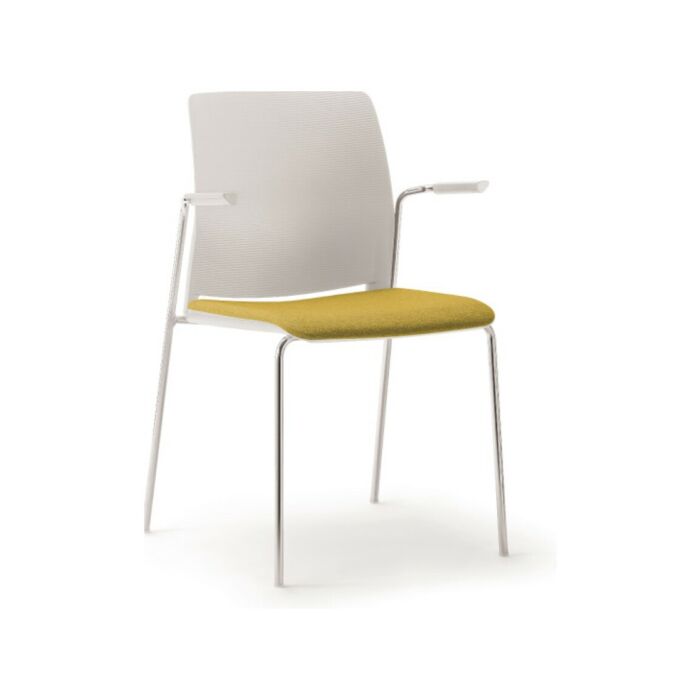quadrifoglio group CLOSE IMBOTTITA MB Living - Design Chairs Chair with metal structure and polypropylene seat with seat upholstered in fabric | faux leather - stackable - with armrests