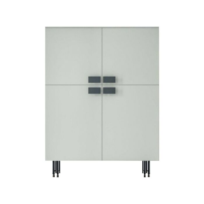 tomasella BASILEA Credenza 4 ante in materico | laccato | legno con top in vetro | gres e basamento in metallo
