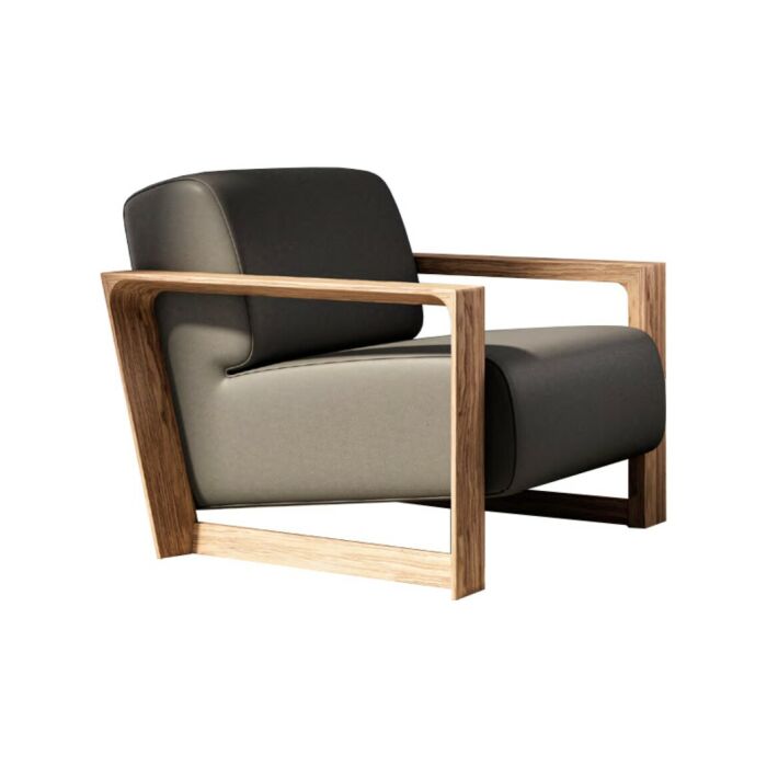 quadrifoglio group ARCO Design Living Poltrona con struttura in legno e rivestimento in tessuto | pelle | ecopelle