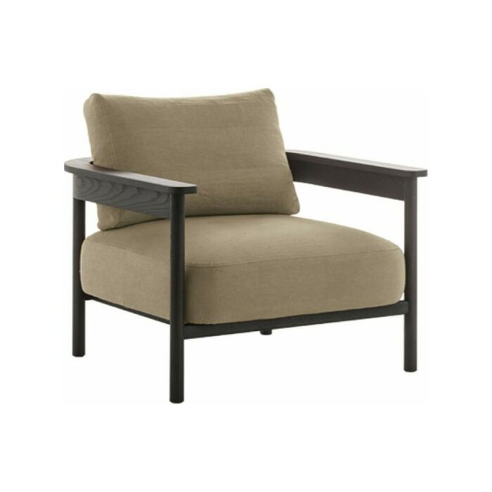 tomasella HOOD Armchair with wooden structure, padded seat and back covered in fabric | faux leather | skin