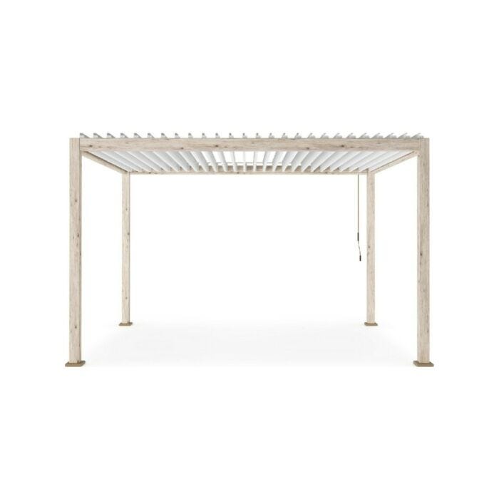 bizzotto 0795791 Ocean 3x4 Pergola mit Aluminiumstruktur und verstellbarem Lamellendach und integriertem Wasserablaufsystem - rustikal/weiß