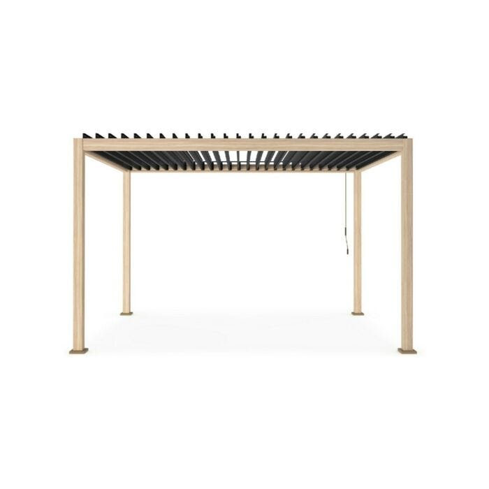 bizzotto 0795788 Ocean 3x4 Pergola mit Aluminiumstruktur und verstellbarem Lamellendach und integriertem Wasserablaufsystem - natur/anthrazit
