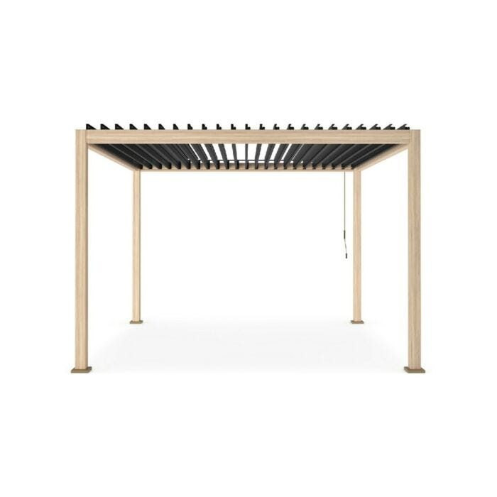 bizzotto 0795787 Ocean 3,6x3,6 Pergola mit Aluminiumstruktur und verstellbarem Lamellendach und integriertem Wasserablaufsystem - rustikal/anthrazit