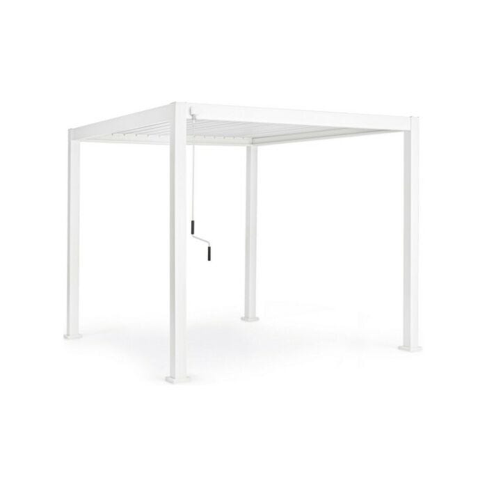 bizzotto 0795773 Ocean 3x3 Pergola mit Aluminiumstruktur und verstellbarem Lamellendach und integriertem Wasserablaufsystem - weiß