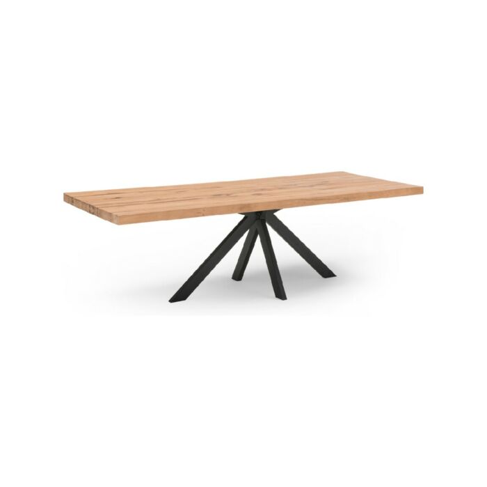 vieffehome CROSS Fester Tisch mit Metallstruktur und Massivholzplatte