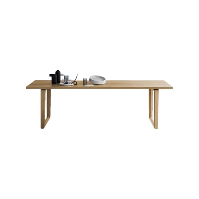 devina nais DOUBLE FREE TABLES Fixed/extensible rectangular table - solid wood top with central gap and straight edge - iron structure | wood | glass