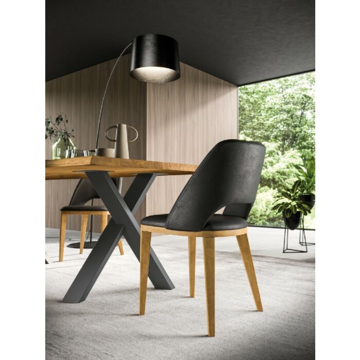fgf HOLLY Sedia con struttura in metallo | legno e seduta in ecopelle | velluto | microfibra