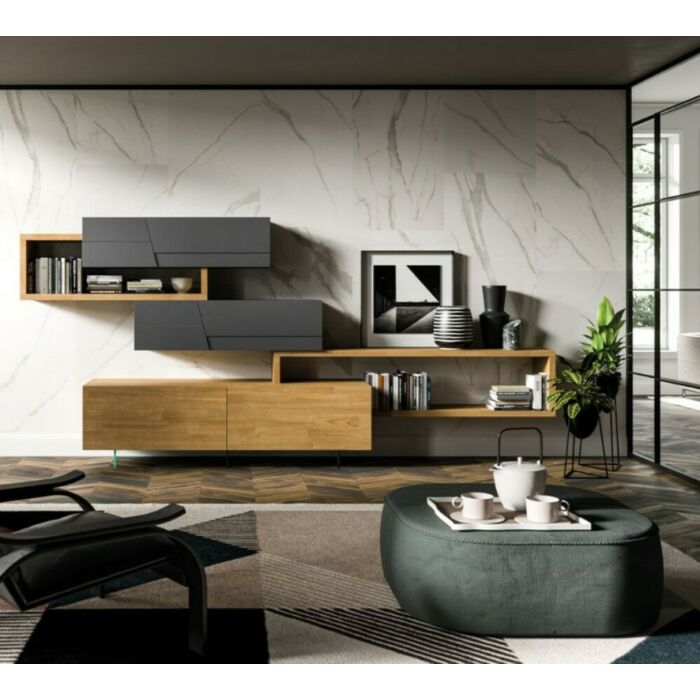 fgf CM85 MIXER Parete attrezzata con base e pensili in legno massello