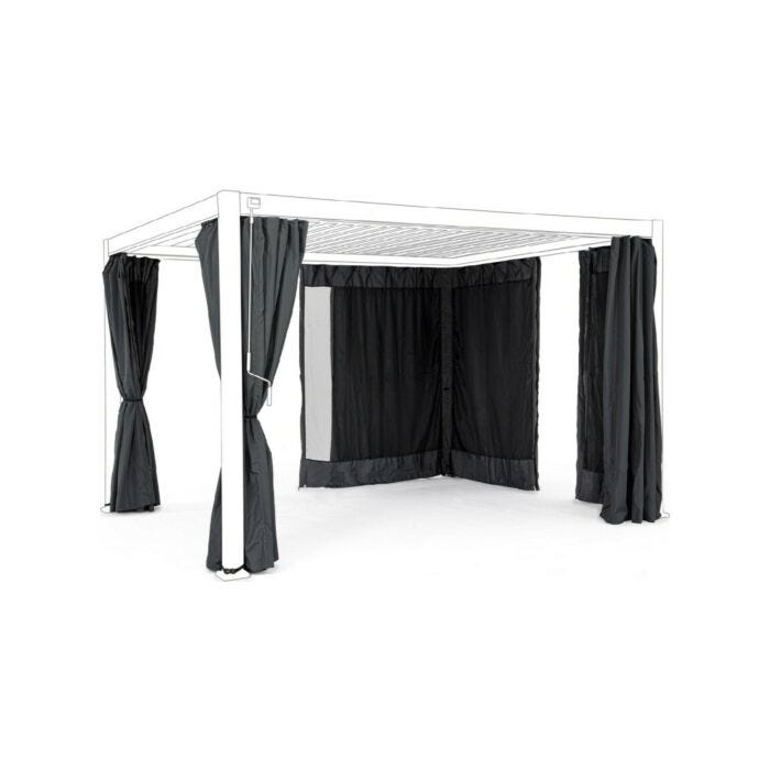 bizzotto 0795778 Ocean Set mit 4 Seitenvorhängen + Moskitonetz aus Stoff – Anthrazit