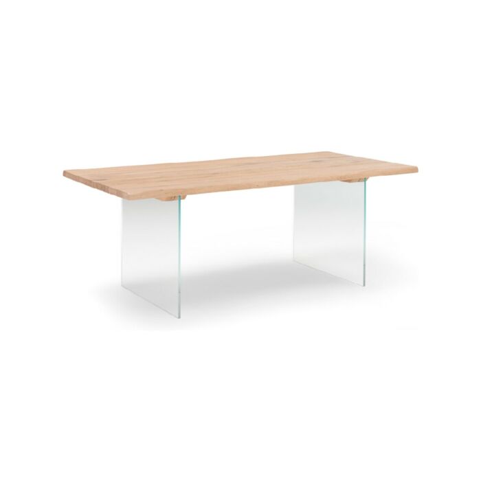 vieffehome SPIKE Fester/ausziehbarer Tisch mit Glasbeinen und Massivholzplatte
