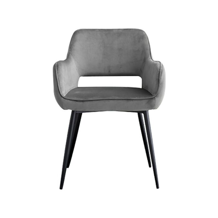 devina nais ROAD Armchair with black metal structure and velvet seat