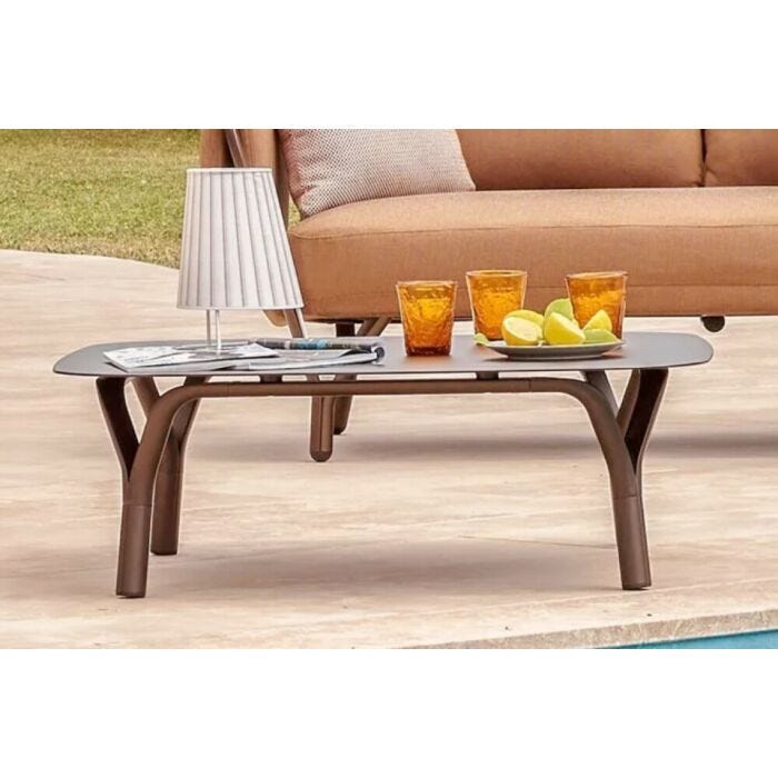 emu ANGEL 9055 Quadratischer Couchtisch L 90 x T 90 cm aus lackiertem Aluminium – mit 2 Beinsätzen (H 30 und H 45 cm)