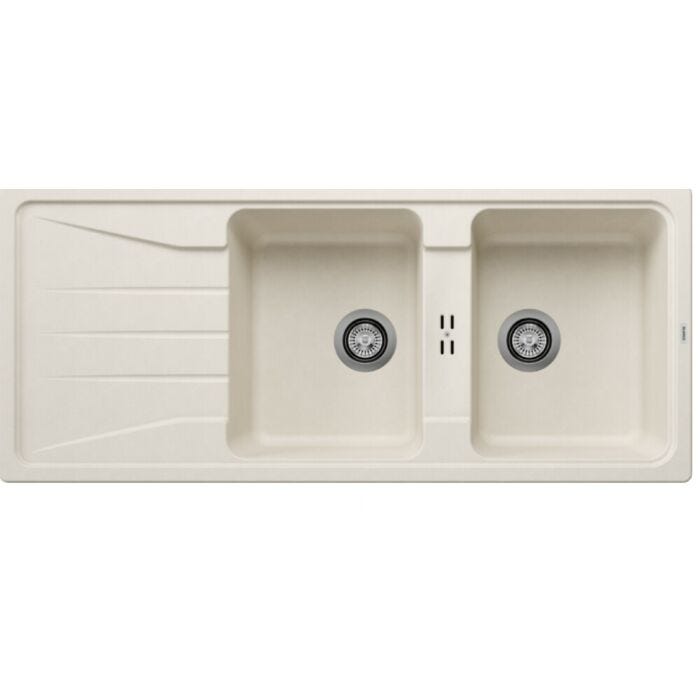 blanco SONA 8 S Aufsatzspüle mit 2 Becken cm. 116 x 50 mit umkehrbarem Abtropfgestell – sanftes Weiß