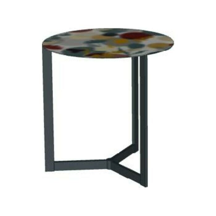 tomasella JOY DECOR Runder Couchtisch Ø 45 cm mit anthrazitfarbener Metallstruktur und Metallplatte mit 1010-Grafiken