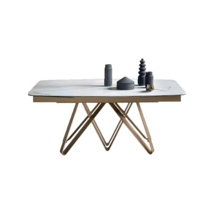 sedit ROULETTE ALLUNGABILE UPDATE Rectangular extendable table | oval - painted metal structure with textured top | glass | ceramic